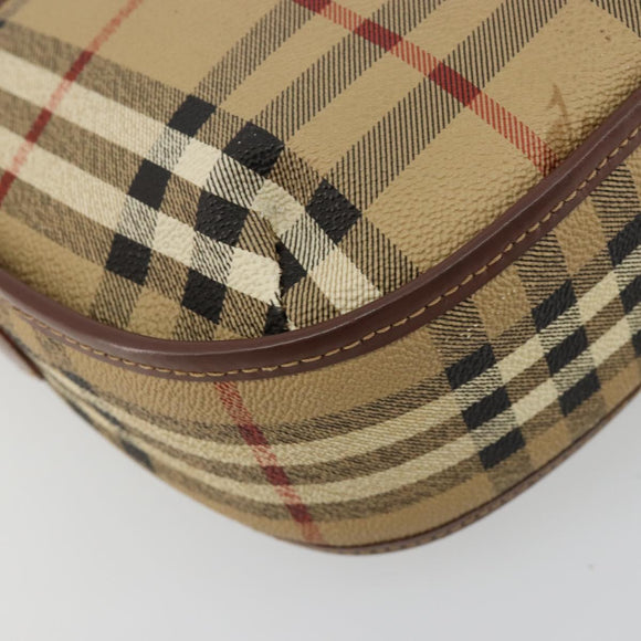 Burberry Nova Check Schultertasche PVC Beige Gold Auth BA13081