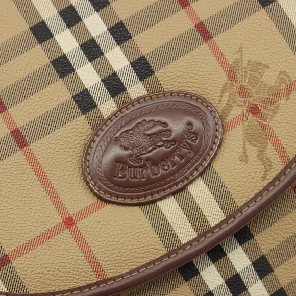 Burberry Nova Check Schultertasche PVC Beige Gold Auth BA13081
