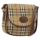 Burberry Nova Check Schultertasche PVC Beige Gold Auth BA13081-1
