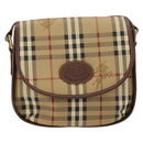 Burberry Nova Check Schultertasche PVC Beige Gold Auth BA13081-13