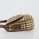 Burberry Nova Check Schultertasche PVC Beige Gold Auth BA13081-4