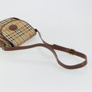 Burberry Nova Check Schultertasche PVC Beige Gold Auth BA13081-7