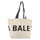 BALENCIAGA Tote Bag Canvas Beige Silver Auth BA13082-1