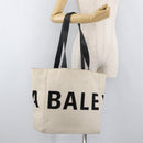 BALENCIAGA Tote Bag Canvas Beige Silver Auth BA13082-23