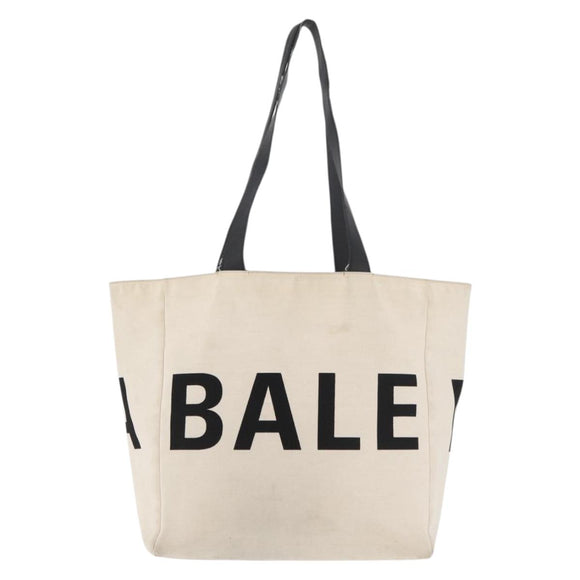 BALENCIAGA Tote Bag Canvas Beige Silver Auth BA13082