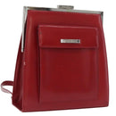 SAINT LAURENT Rucksack Leder Rot Silber Auth BA13087-1