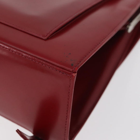 SAINT LAURENT Rucksack Leder Rot Silber Auth BA13087