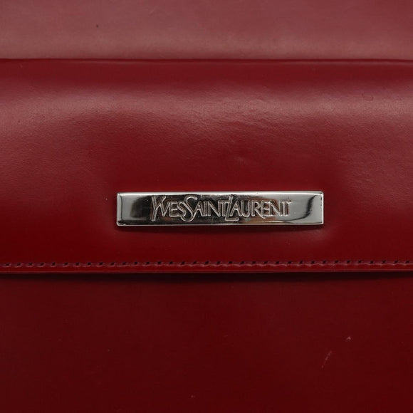 SAINT LAURENT Rucksack Leder Rot Silber Auth BA13087