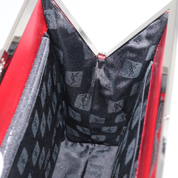 SAINT LAURENT Rucksack Leder Rot Silber Auth BA13087