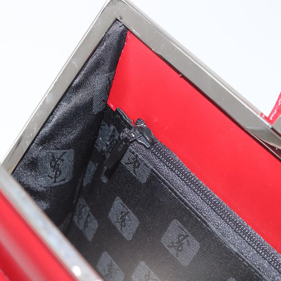 SAINT LAURENT Rucksack Leder Rot Silber Auth BA13087