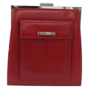 SAINT LAURENT Rucksack Leder Rot Silber Auth BA13087-2