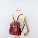 SAINT LAURENT Rucksack Leder Rot Silber Auth BA13087-23