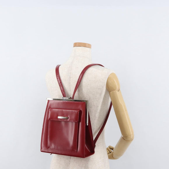 SAINT LAURENT Rucksack Leder Rot Silber Auth BA13087