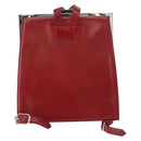 SAINT LAURENT Rucksack Leder Rot Silber Auth BA13087-3