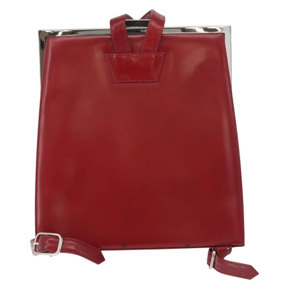 SAINT LAURENT Rucksack Leder Rot Silber Auth BA13087