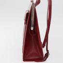 SAINT LAURENT Rucksack Leder Rot Silber Auth BA13087-4