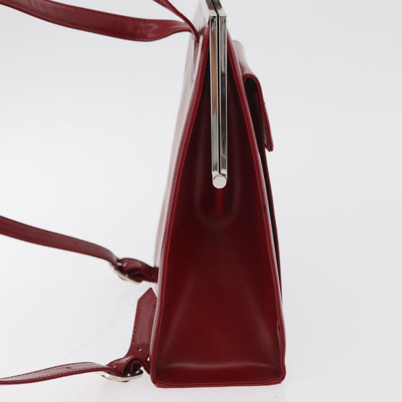SAINT LAURENT Rucksack Leder Rot Silber Auth BA13087