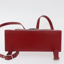 SAINT LAURENT Rucksack Leder Rot Silber Auth BA13087-9