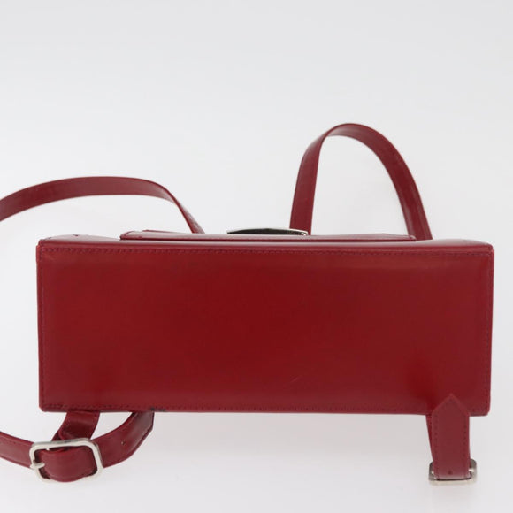 SAINT LAURENT Rucksack Leder Rot Silber Auth BA13087