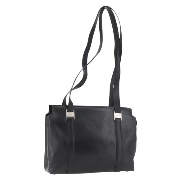 Salvatore Ferragamo Tote Bag Leather Black Silver Auth BA13088