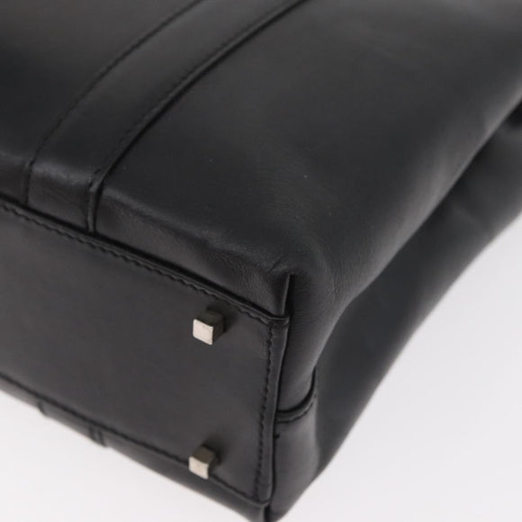 Salvatore Ferragamo Tote Bag Leather Black Silver Auth BA13088