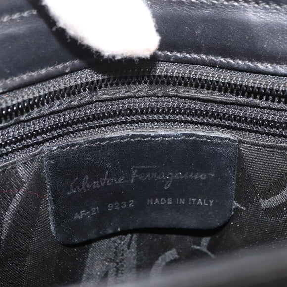 Salvatore Ferragamo Tote Bag Leather Black Silver Auth BA13088