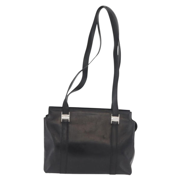 Salvatore Ferragamo Tote Bag Leather Black Silver Auth BA13088