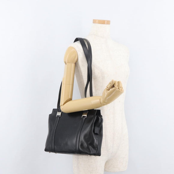 Salvatore Ferragamo Tote Bag Leather Black Silver Auth BA13088
