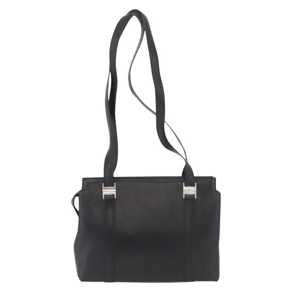 Salvatore Ferragamo Tote Bag Leather Black Silver Auth BA13088