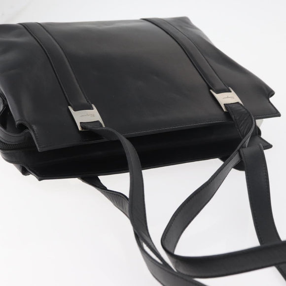 Salvatore Ferragamo Tote Bag Leather Black Silver Auth BA13088