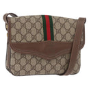 GUCCI GG Supreme Web Sherry Line Shoulder Bag PVC Beige Gold Auth BA13090-1