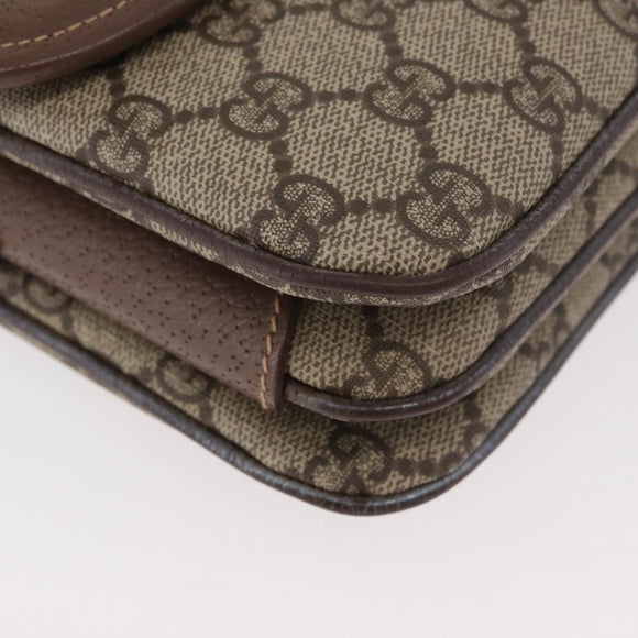 GUCCI GG Supreme Web Sherry Line Shoulder Bag PVC Beige Gold Auth BA13090