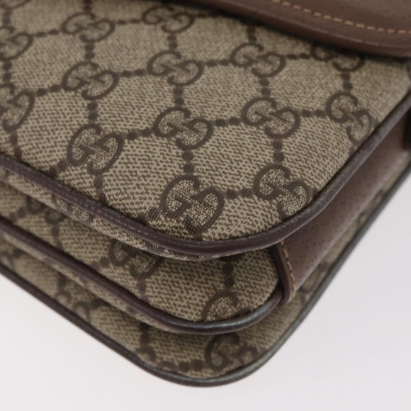 GUCCI GG Supreme Web Sherry Line Shoulder Bag PVC Beige Gold Auth BA13090