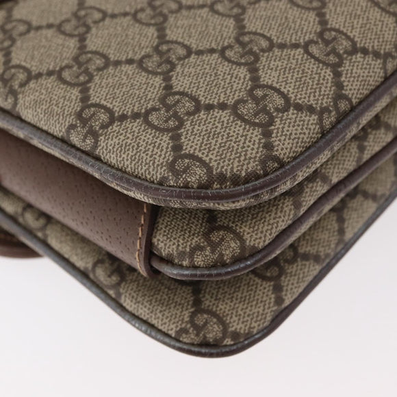 GUCCI GG Supreme Web Sherry Line Shoulder Bag PVC Beige Gold Auth BA13090