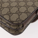 GUCCI GG Supreme Web Sherry Line Shoulder Bag PVC Beige Gold Auth BA13090-13