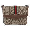 GUCCI GG Supreme Web Sherry Line Shoulder Bag PVC Beige Gold Auth BA13090-2