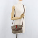 GUCCI GG Supreme Web Sherry Line Shoulder Bag PVC Beige Gold Auth BA13090-25