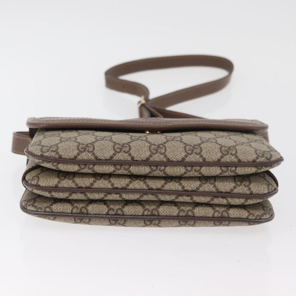 GUCCI GG Supreme Web Sherry Line Shoulder Bag PVC Beige Gold Auth BA13090