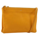 CELINE Trio Shoulder Bag Leather Yellow Gold Auth BA13091-1