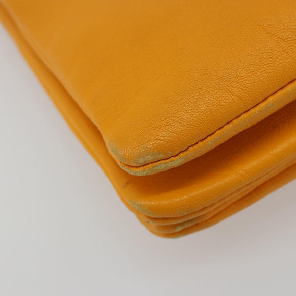 CELINE Trio Shoulder Bag Leather Yellow Gold Auth BA13091