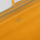 CELINE Trio Shoulder Bag Leather Yellow Gold Auth BA13091-17