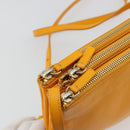 CELINE Trio Shoulder Bag Leather Yellow Gold Auth BA13091-18