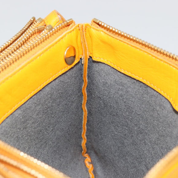 CELINE Trio Shoulder Bag Leather Yellow Gold Auth BA13091