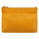 CELINE Trio Shoulder Bag Leather Yellow Gold Auth BA13091-13