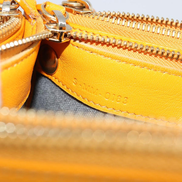 CELINE Trio Shoulder Bag Leather Yellow Gold Auth BA13091