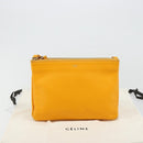 CELINE Trio Shoulder Bag Leather Yellow Gold Auth BA13091-12
