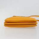 CELINE Trio Shoulder Bag Leather Yellow Gold Auth BA13091-5