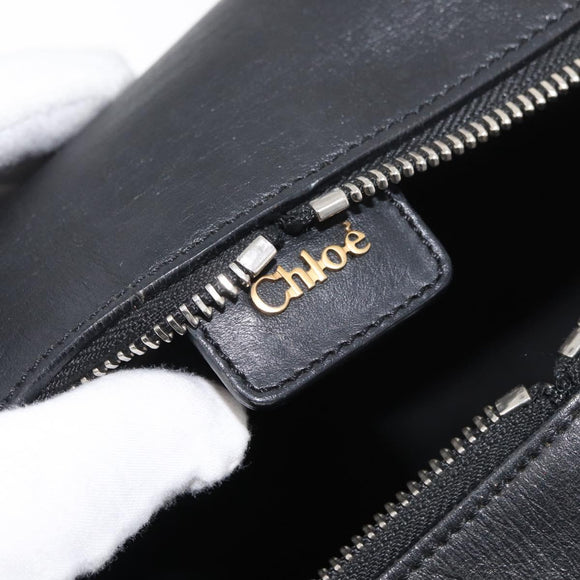 Chloe Aurora Paddington Hand Bag Leather 2way Black Gold Auth BA13096V