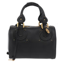 Chloe Aurora Paddington Hand Bag Leather 2way Black Gold Auth BA13096V-2