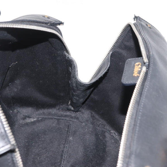 Chloe Aurora Paddington Hand Bag Leather 2way Black Gold Auth BA13096V